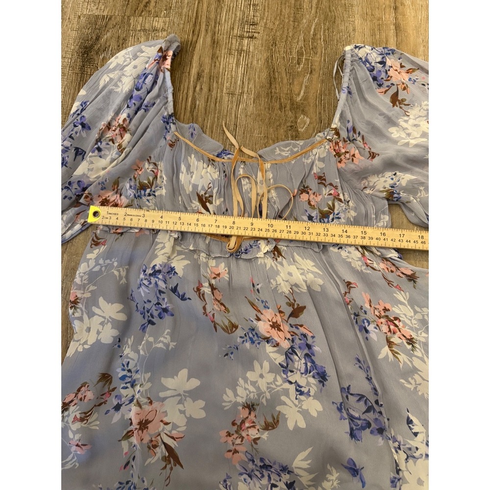 Free People Puff Sleeve Floral Mini Dress M NWT boho - Picture 10 of 10